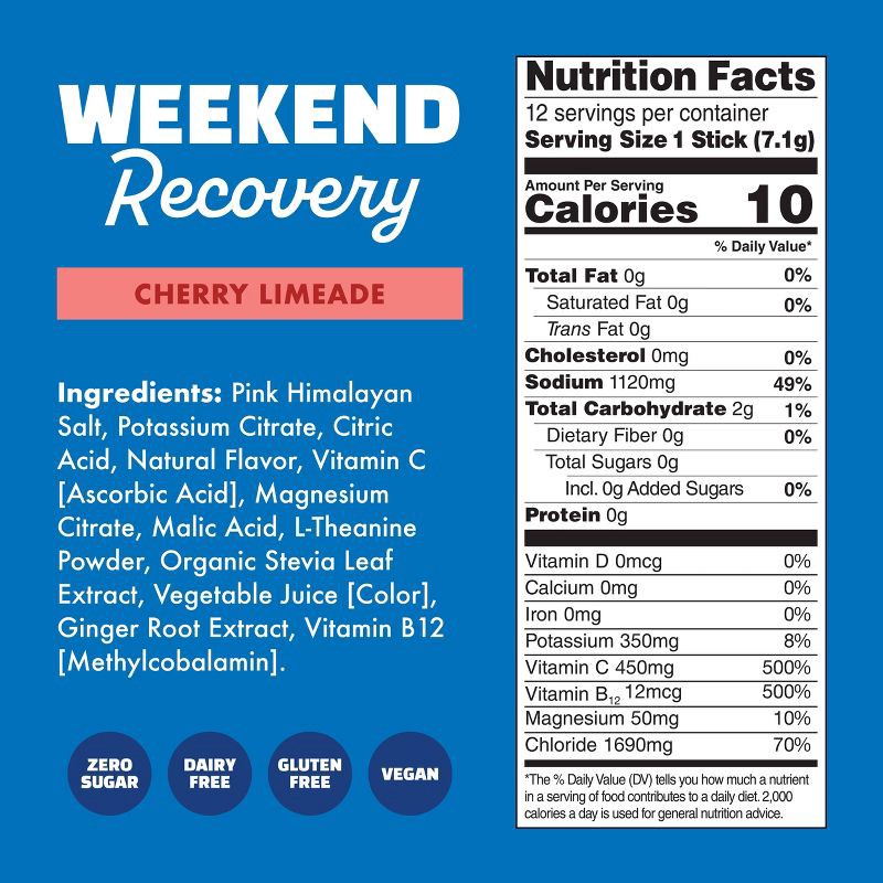 slide 5 of 5, Waterboy Hydration + Weekend Recovery Sports Drink - Cherry Limeade - 3oz/12ct, 12 ct; 3 oz