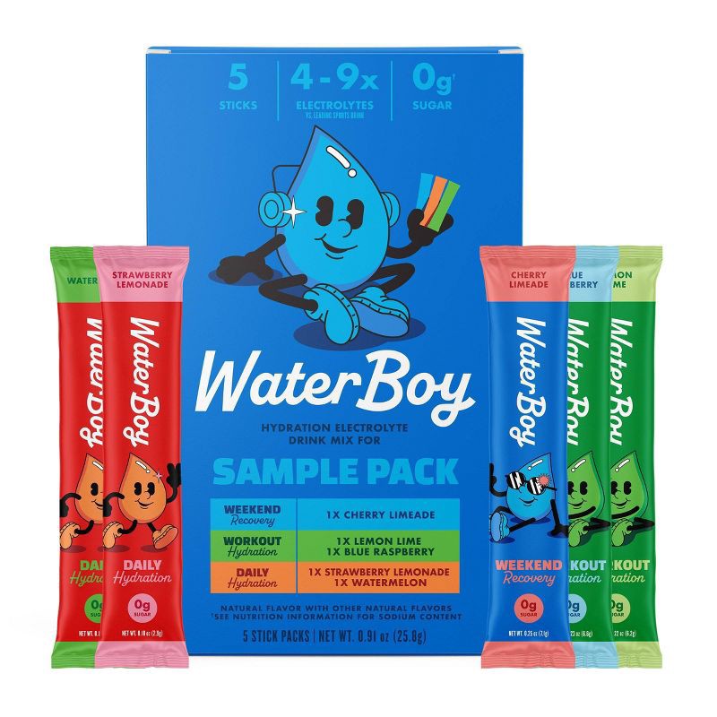 slide 1 of 5, Waterboy Hydration Sports Drink Trial Pack - 0.91oz/5ct, 0.91 oz, 5 ct