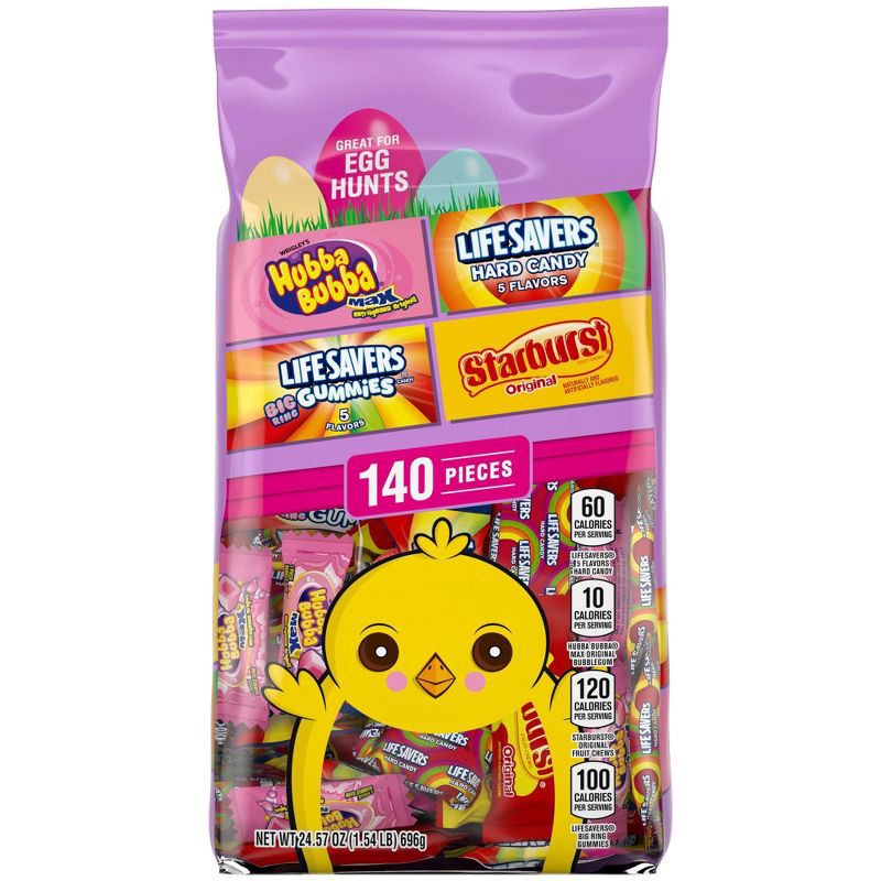 slide 1 of 7, Mars Skittles, Starburst, Life Savers & Hubba Bubba Easter Candy Basket Stuffers - 24.57oz/140ct, 24.57 oz, 140 ct