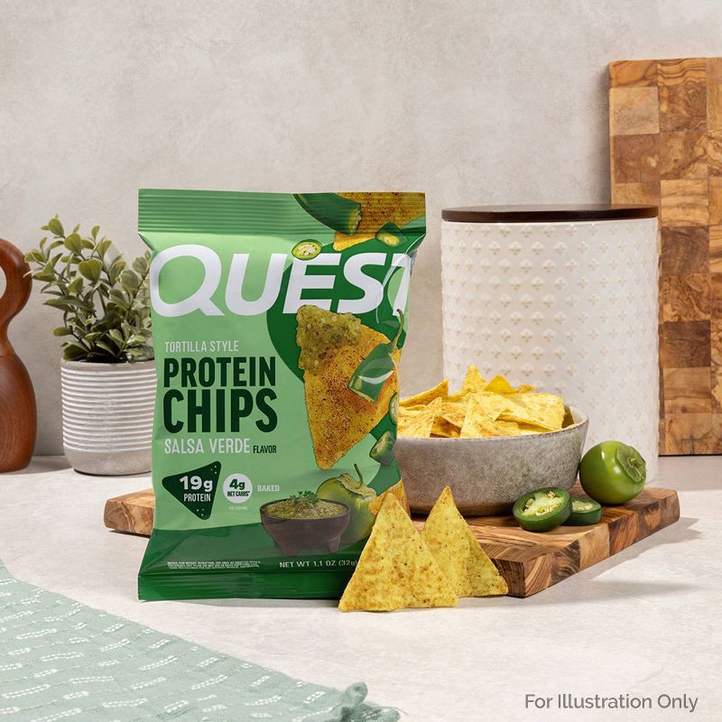 slide 2 of 8, Quest Nutrition Tortilla Style Protein Chips - Salsa Verde - 4.5oz/4pk, 4.5 oz, 4 ct