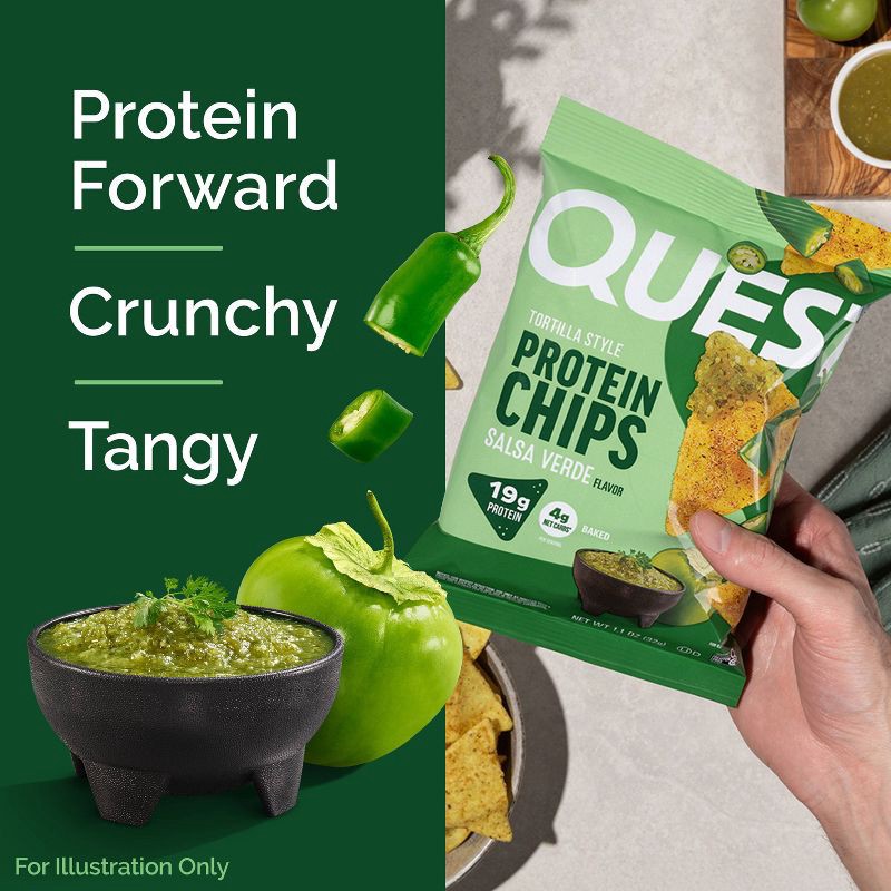 slide 4 of 8, Quest Nutrition Tortilla Style Protein Chips - Salsa Verde - 4.5oz/4pk, 4.5 oz, 4 ct
