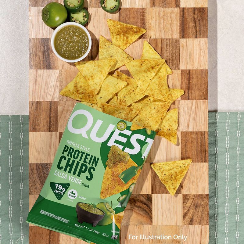 slide 5 of 8, Quest Nutrition Tortilla Style Protein Chips - Salsa Verde - 4.5oz/4pk, 4.5 oz, 4 ct