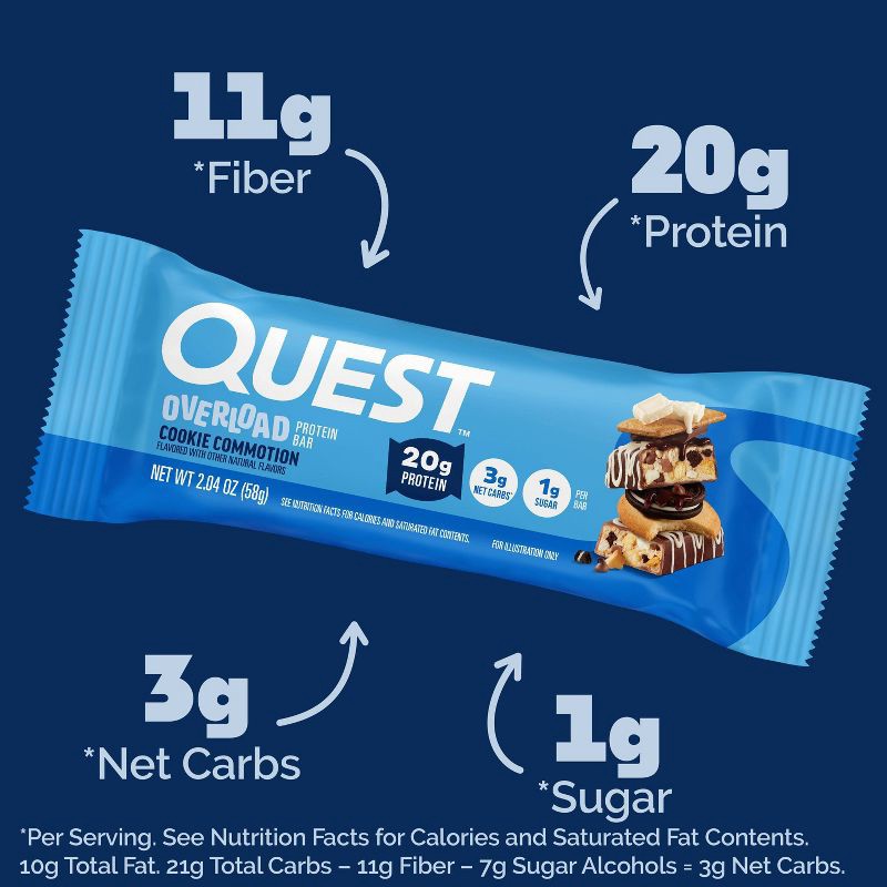slide 3 of 7, Quest Nutrition Overload Bar - Cookie Commotion - 4ct, 4 ct