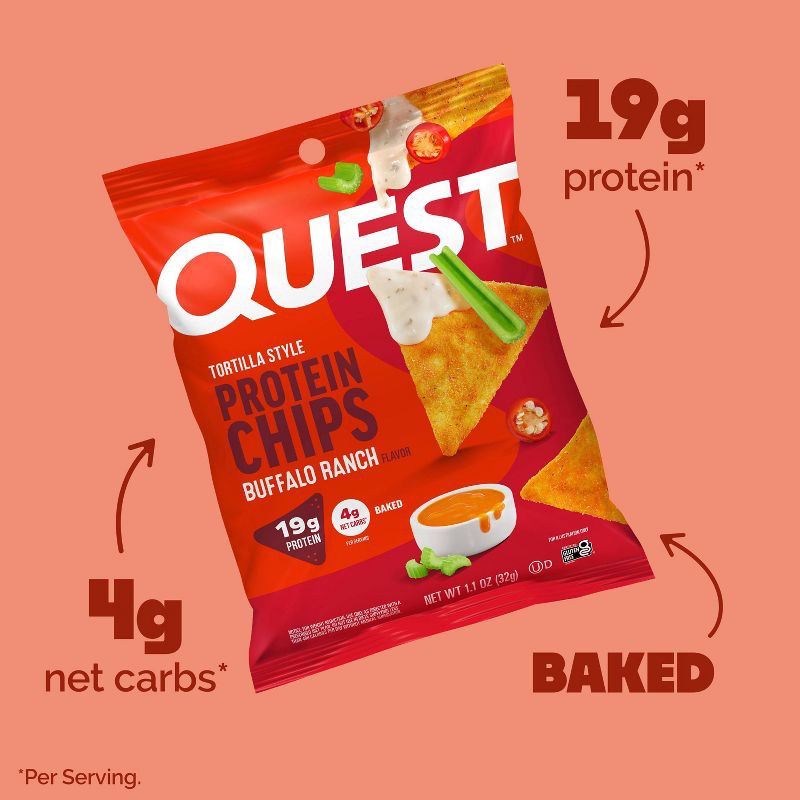 slide 7 of 8, Quest Nutrition Tortilla Style Protein Chips - Buffalo Ranch - 4pk, 4 ct