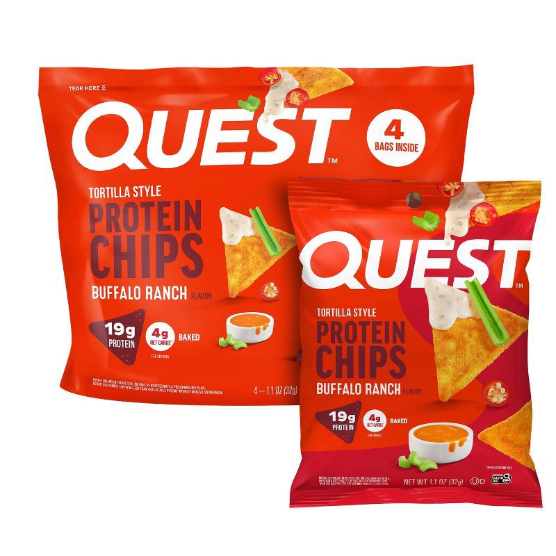 slide 1 of 8, Quest Nutrition Tortilla Style Protein Chips - Buffalo Ranch - 4pk, 4 ct