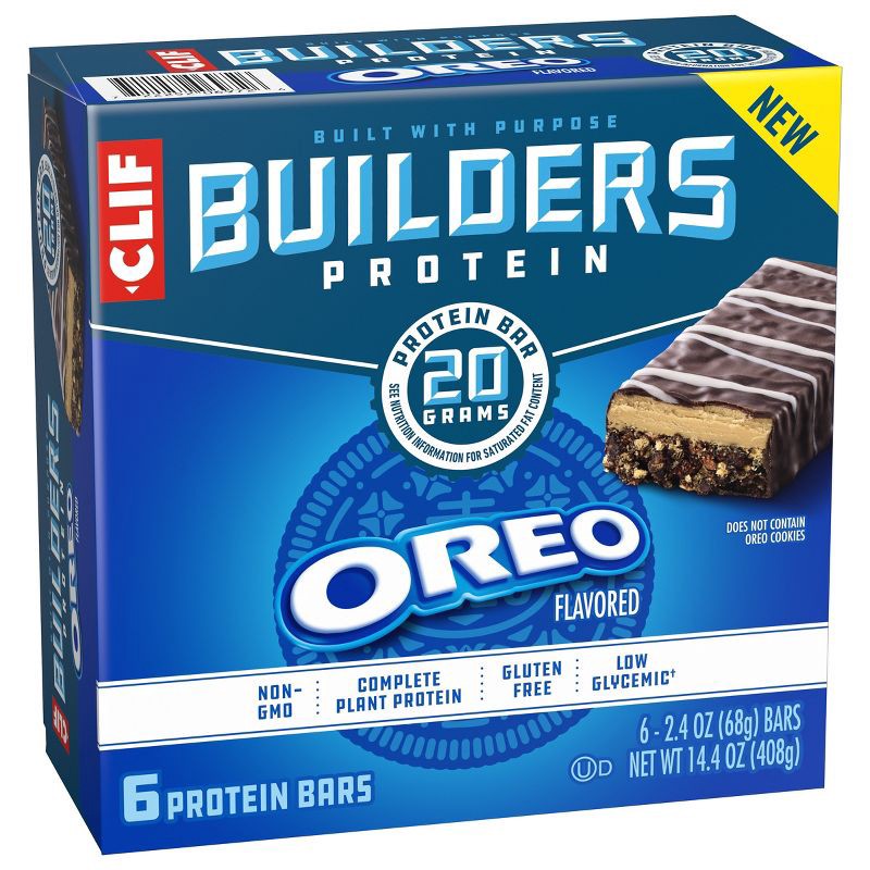 slide 2 of 5, CLIF Builder's Oreo Plant-Based Soy Protein Bars - 20g Protein - 6ct, 6 ct