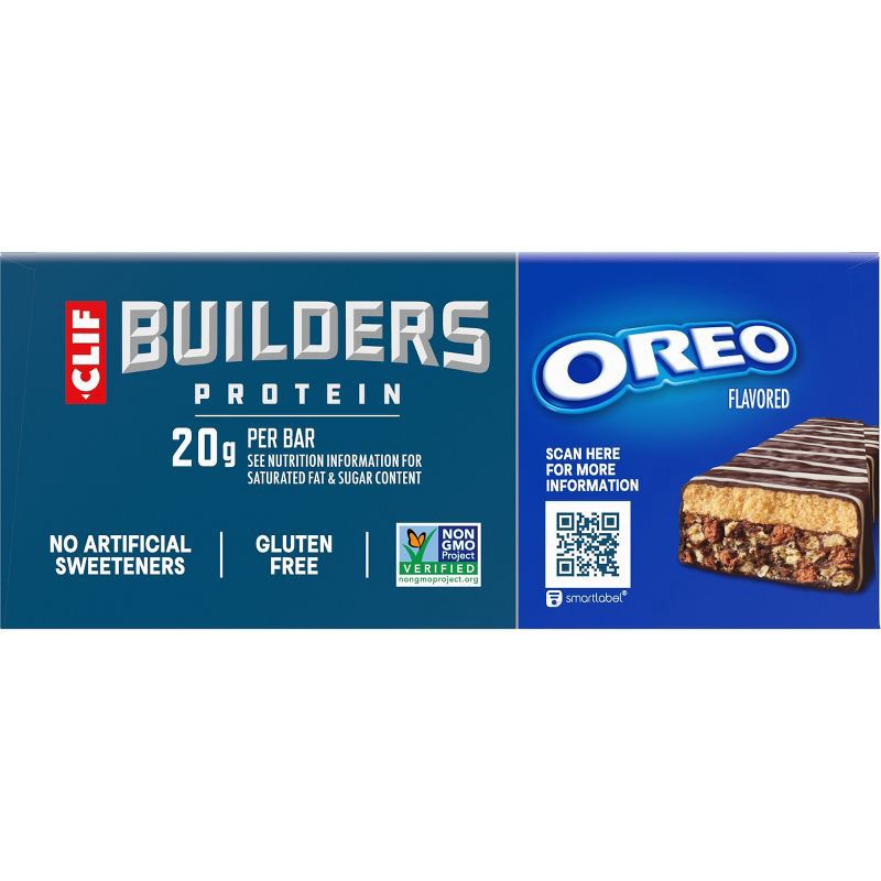slide 10 of 13, CLIF Builder's Oreo Plant-Based Soy Protein Bars - 20g Protein - 6ct, 6 ct