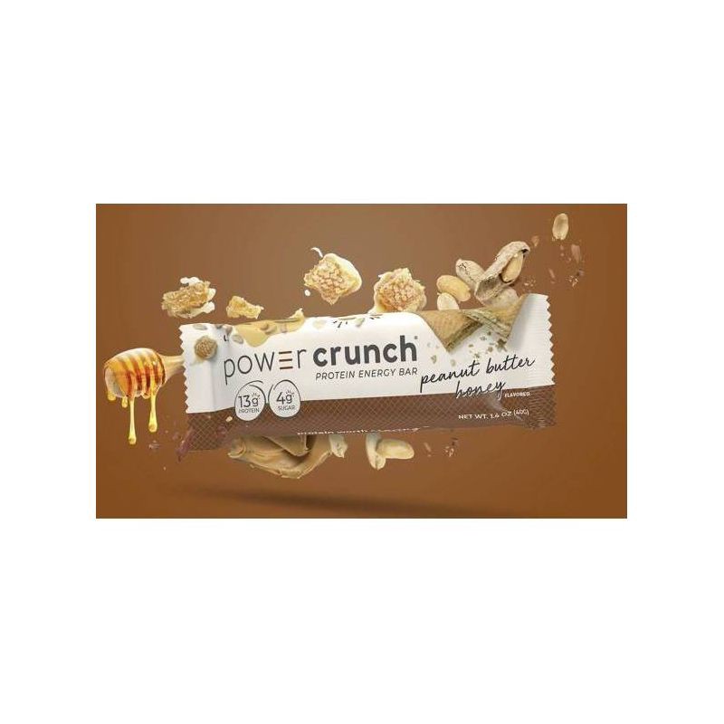 slide 4 of 5, Power Crunch Peanut Butter Honey Whey Protein Energy Bars - 13g Protein - 5ct, 13 gram, 5 ct