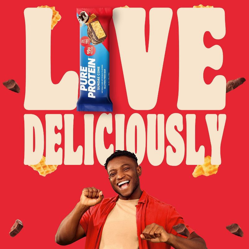 slide 3 of 5, Pure Protein Sundae Cone Whey Protein Bar - 19g Protein - 4ct, 19 gram, 4 ct