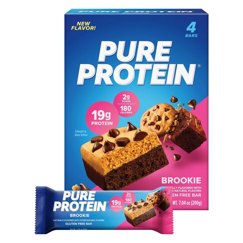 slide 1 of 5, Pure Protein Brookie Whey Protein Bar - 19g Protein - 4ct, 19 gram, 4 ct