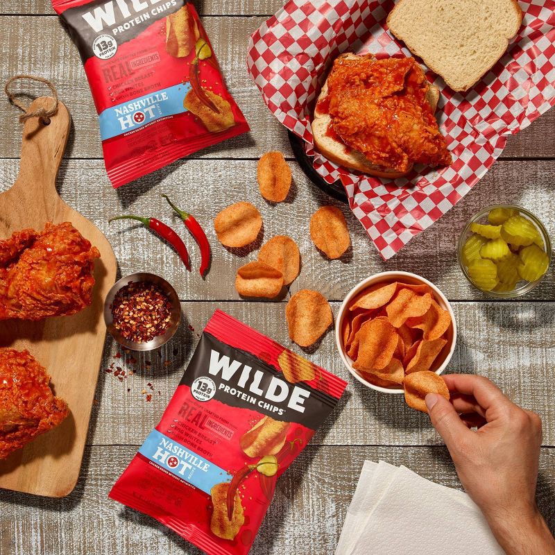 slide 2 of 4, WILDE 13g Protein Chips - Nashville Hot - 4ct, 13 gram, 4 ct