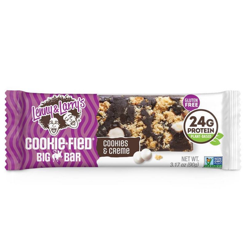 slide 2 of 7, Lenny & Larry's Cookie-fied Gluten Free Cookies & Creme Plant-Based Protein Bars - 24g Protein - 3.17oz/4ct, 24 gram, 3.17 oz, 4 ct