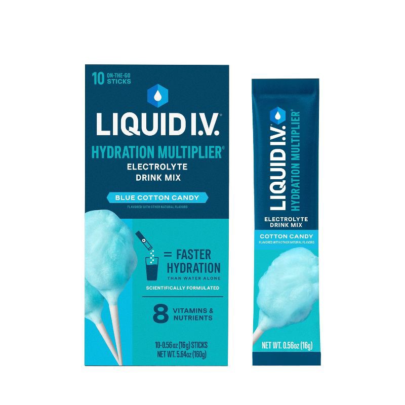 slide 1 of 6, Liquid I.V. Hydration Powder Electrolyte Supplements - Cotton Candy - 5.64oz/10ct, 5.64 oz, 10 ct