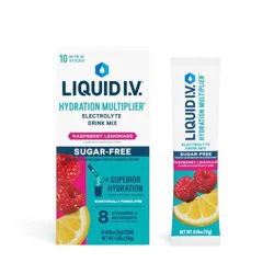 Liquid I.V. Sugar Free Hydration Powder Electrolyte Supplements - Raspberry Lemonade - 4.58/10ct