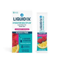 Liquid I.V. Sugar Free Hydration Powder Electrolyte Supplements - Raspberry Lemonade - 4.58/10ct