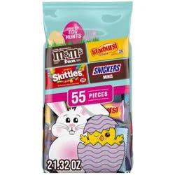 Mars M&M's, Skittles, Snickers & Starburst Easter Basket Stuffers Variety Candy Bag - 55ct/21.32oz