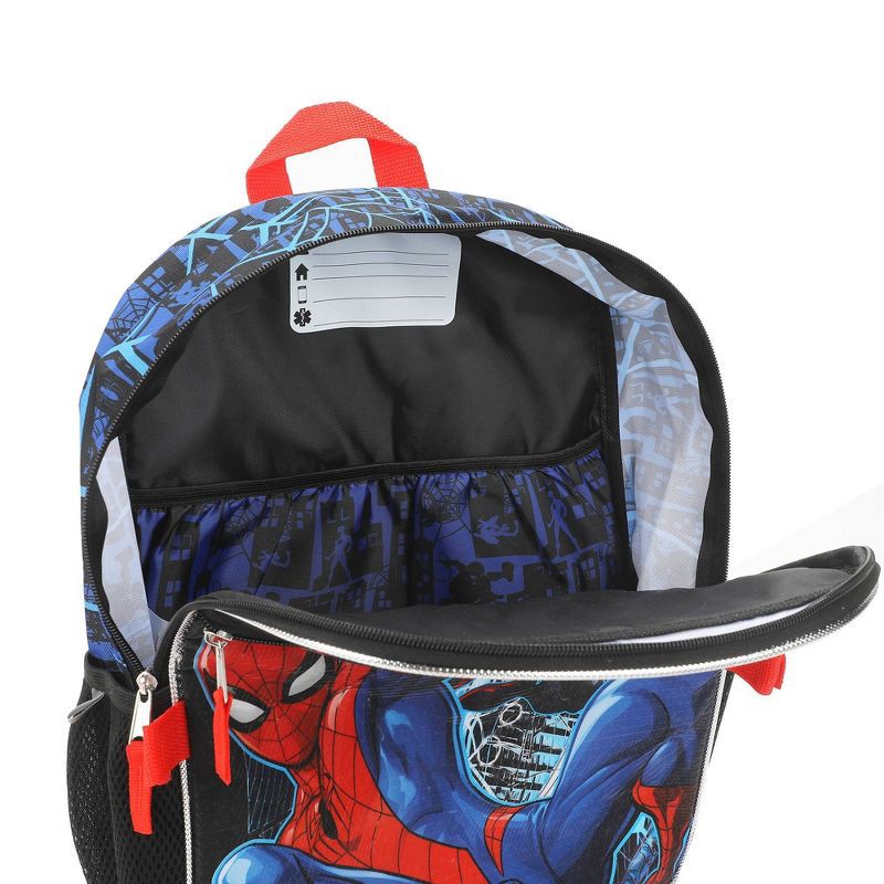 slide 4 of 10, Spider-Man Kids' 15.5L 5pc Backpack Set with Lights - Black, 15.5 liter, 5 ct
