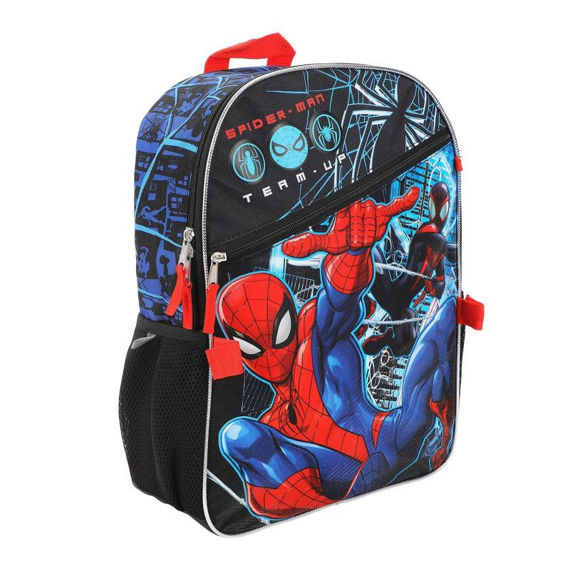 slide 5 of 10, Spider-Man Kids' 15.5L 5pc Backpack Set with Lights - Black, 15.5 liter, 5 ct