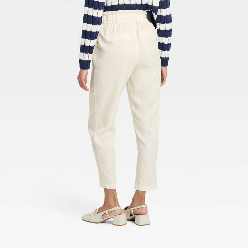 slide 2 of 3, Women's High-Rise Tapered Ankle Pull-On Joggers - A New Day™ White XL: Midweight Twill,, 1 ct