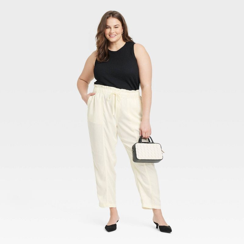 slide 3 of 3, Women's High-Rise Tapered Ankle Pull-On Joggers - A New Day™ White XXL: Midweight Twill,, 1 ct