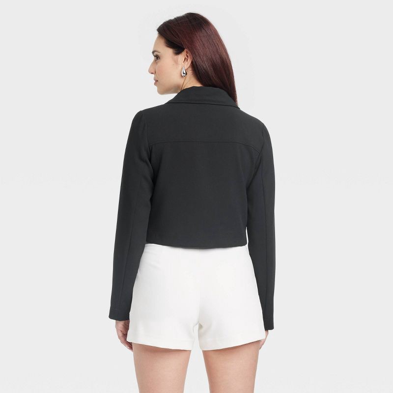 slide 2 of 3, Women's Zipper Jacket - A New Day™ Black XL: Recycled Polyester, Rayon, Spandex, Midweight, Cropped Moto Style, 1 ct
