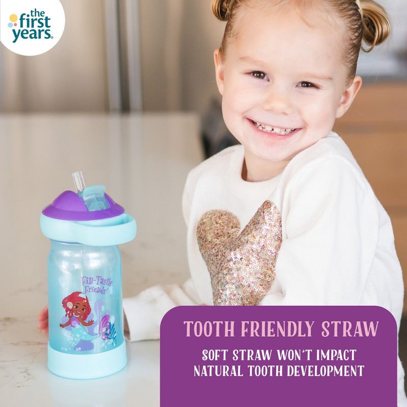 slide 3 of 8, The First Years Disney 12oz The Little Mermaid Ariel Spill Proof Flip Top Toddler Sippy Straw Water Bottle, 12 oz