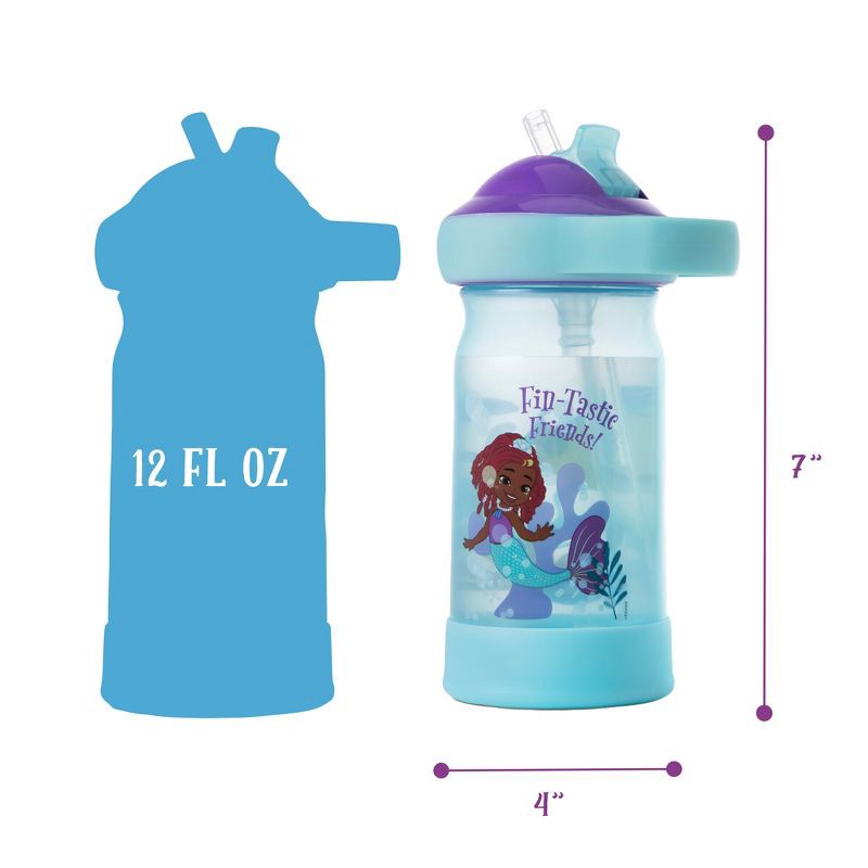 slide 6 of 8, The First Years Disney 12oz The Little Mermaid Ariel Spill Proof Flip Top Toddler Sippy Straw Water Bottle, 12 oz