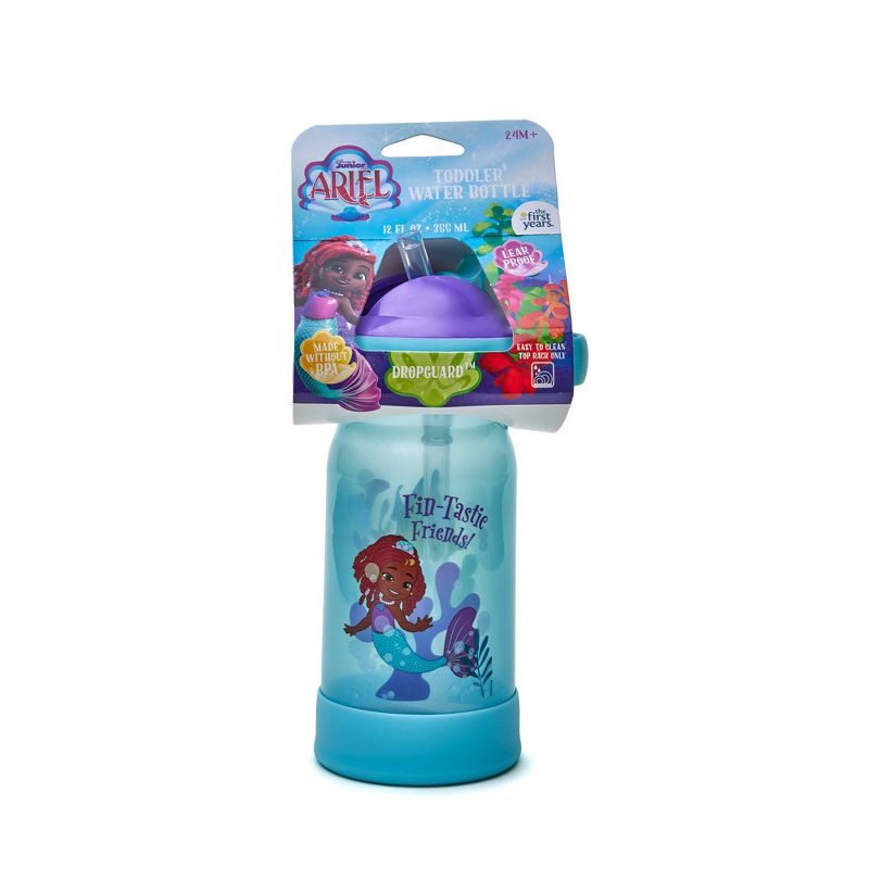 slide 7 of 8, The First Years Disney 12oz The Little Mermaid Ariel Spill Proof Flip Top Toddler Sippy Straw Water Bottle, 12 oz