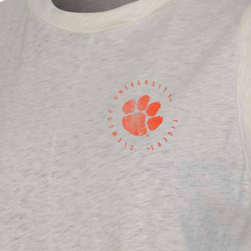 slide 3 of 3, NCAA Clemson Tigers Women's Oatmeal Tank Top - S: Relaxed Fit Sleeveless Jersey, 1 ct