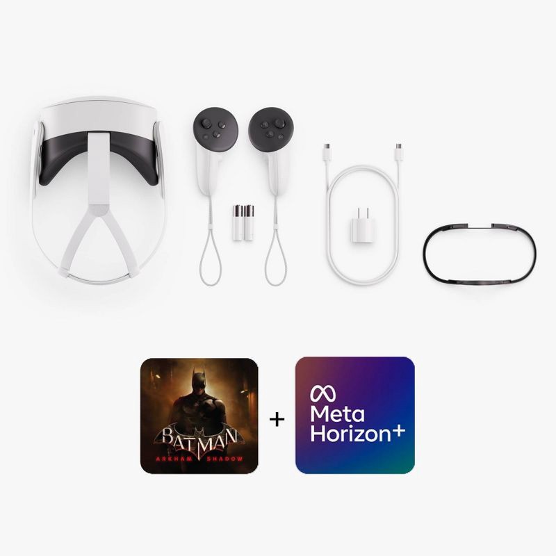 slide 8 of 11, Meta Quest 3S 256GB All-In-One Virtual Reality Headset – includes Batman: Arkham Shadow and a 3-Month Trial of Meta Horizon+: USB-C, Bluetooth, 1 ct