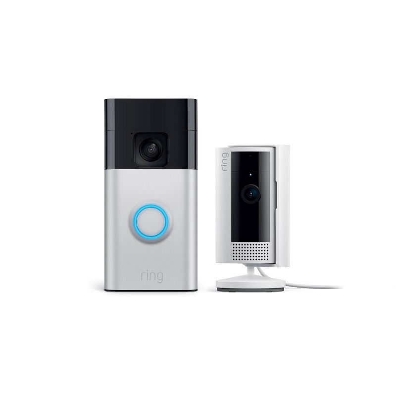 slide 1 of 12, Ring Starter Set with Battery Doorbell and Indoor Cam: Security Wi-Fi System, 2 Cameras, 1 ct