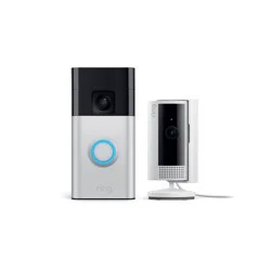 Ring Starter Set with Battery Doorbell and Indoor Cam: Security Wi-Fi System, 2 Cameras