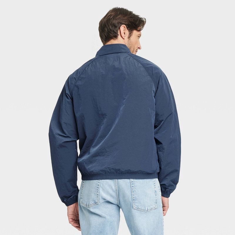 slide 2 of 3, Men's Windbreaker - Goodfellow & Co™ Navy Blue M: Lightweight, Wind-Resistant, Elastic Cuffs, Stand Collar, 1 ct