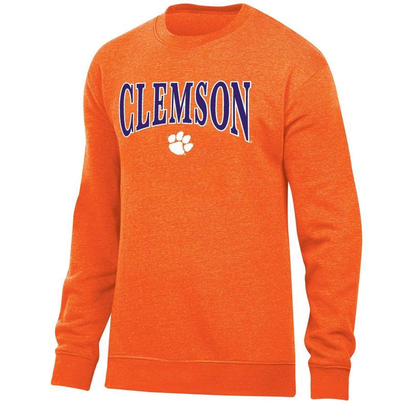 slide 1 of 3, NCAA Clemson Tigers Men's Crew Neck Fleece Sweatshirt - XL: Pullover, 1 ct