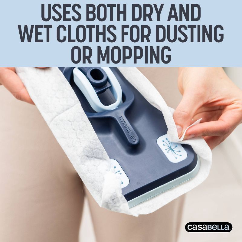 slide 5 of 8, Casabella Click Clean and Organize 2-in-1 Flat Mop Head with 3 Cloths and Hook, 1 ct