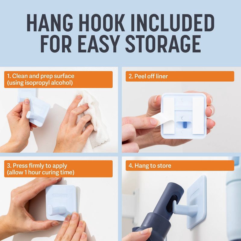 slide 8 of 8, Casabella Click Clean and Organize 2-in-1 Flat Mop Head with 3 Cloths and Hook, 1 ct