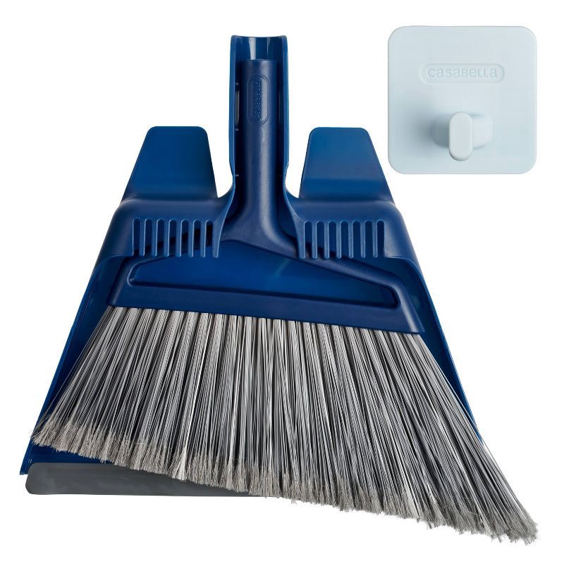 slide 1 of 8, Casabella Click Clean and Organize Angle Broom Head with Dust Pan and Hook, 1 ct
