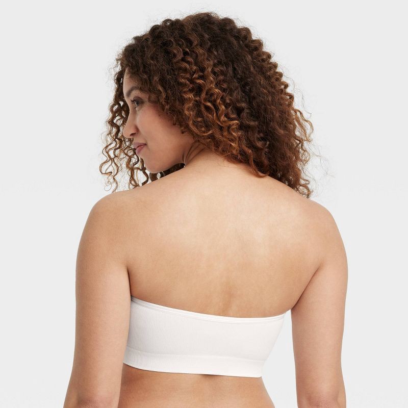 slide 2 of 5, Women's Seamless Lightly Lined Bandeau Bra - Auden™ White M: Molded Cup, Pullover, Knit Fabric, 1 ct