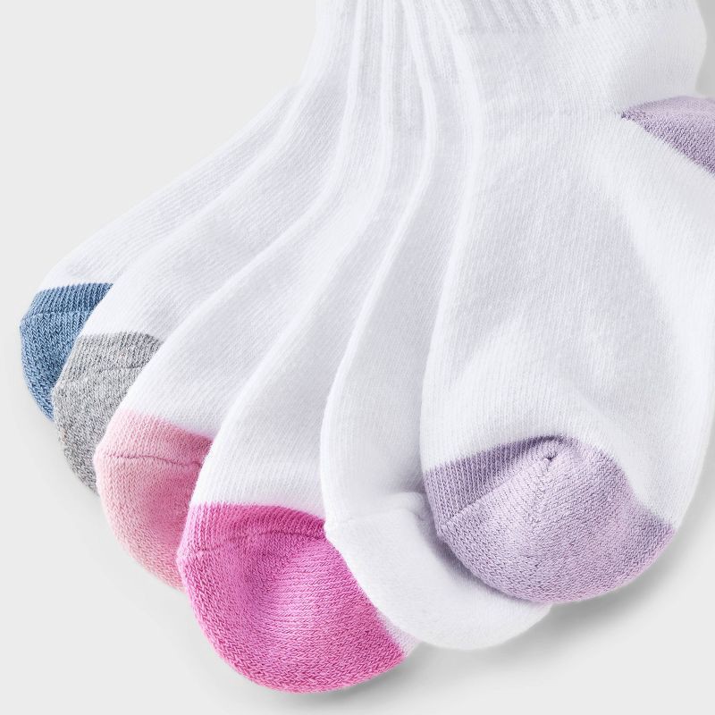 slide 3 of 3, Girls' 10pk Crew Socks - Cat & Jack™ White L, 10 ct