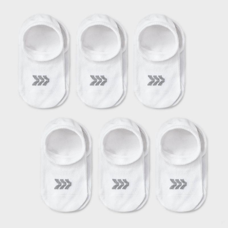 slide 1 of 3, Kids' 6pk Liner Socks - All In Motion™ White M: Recycled Polyester, Flat Seams, Knit, Tumble Dry, 6 ct