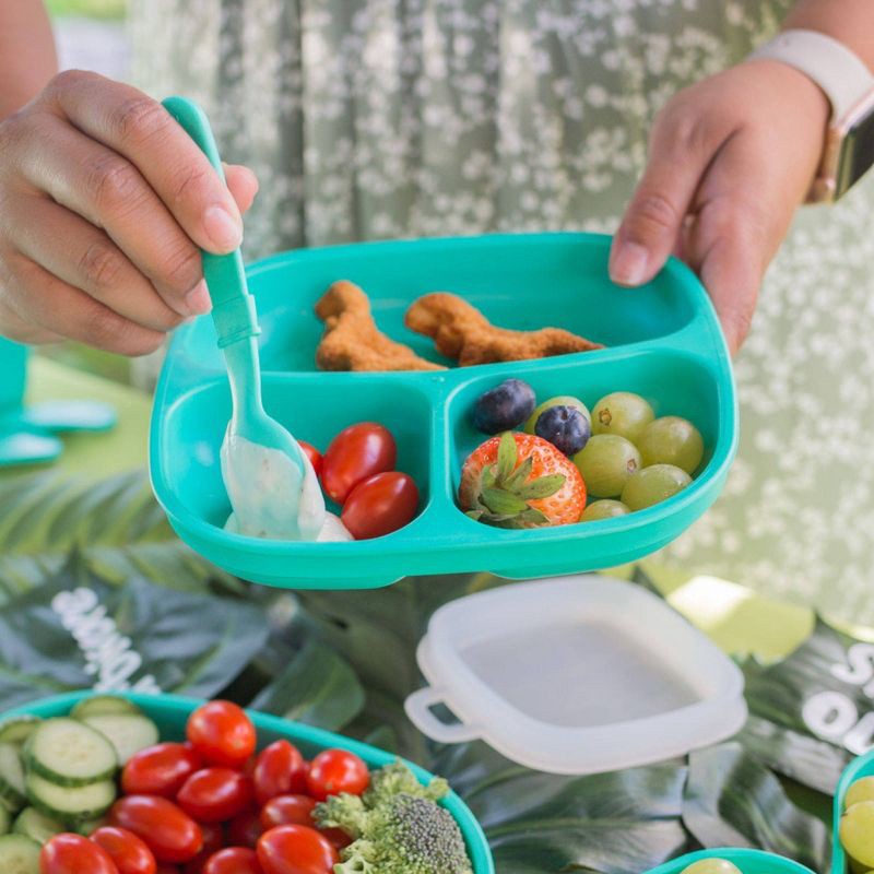 slide 5 of 5, Re-Play 2pc Recycled Divided Plates Aqua and Pool Blue, 2 ct