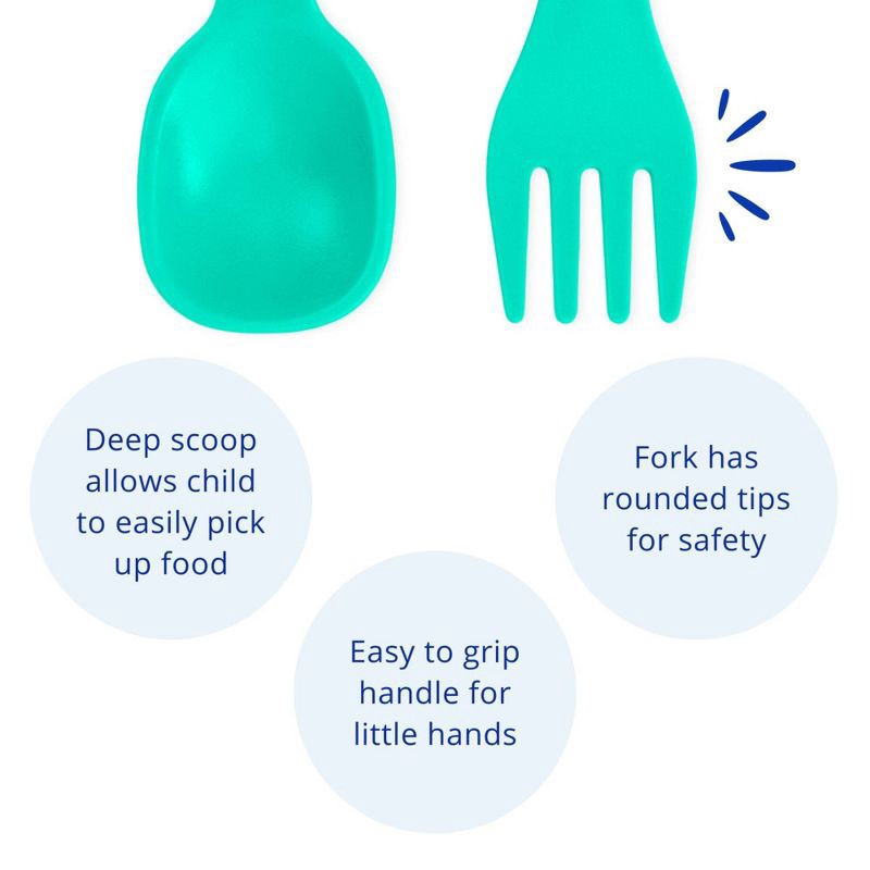 slide 2 of 4, Re-Play 4pc Recycled Fork and Spoon Set Aqua and Pool Blue, 4 ct