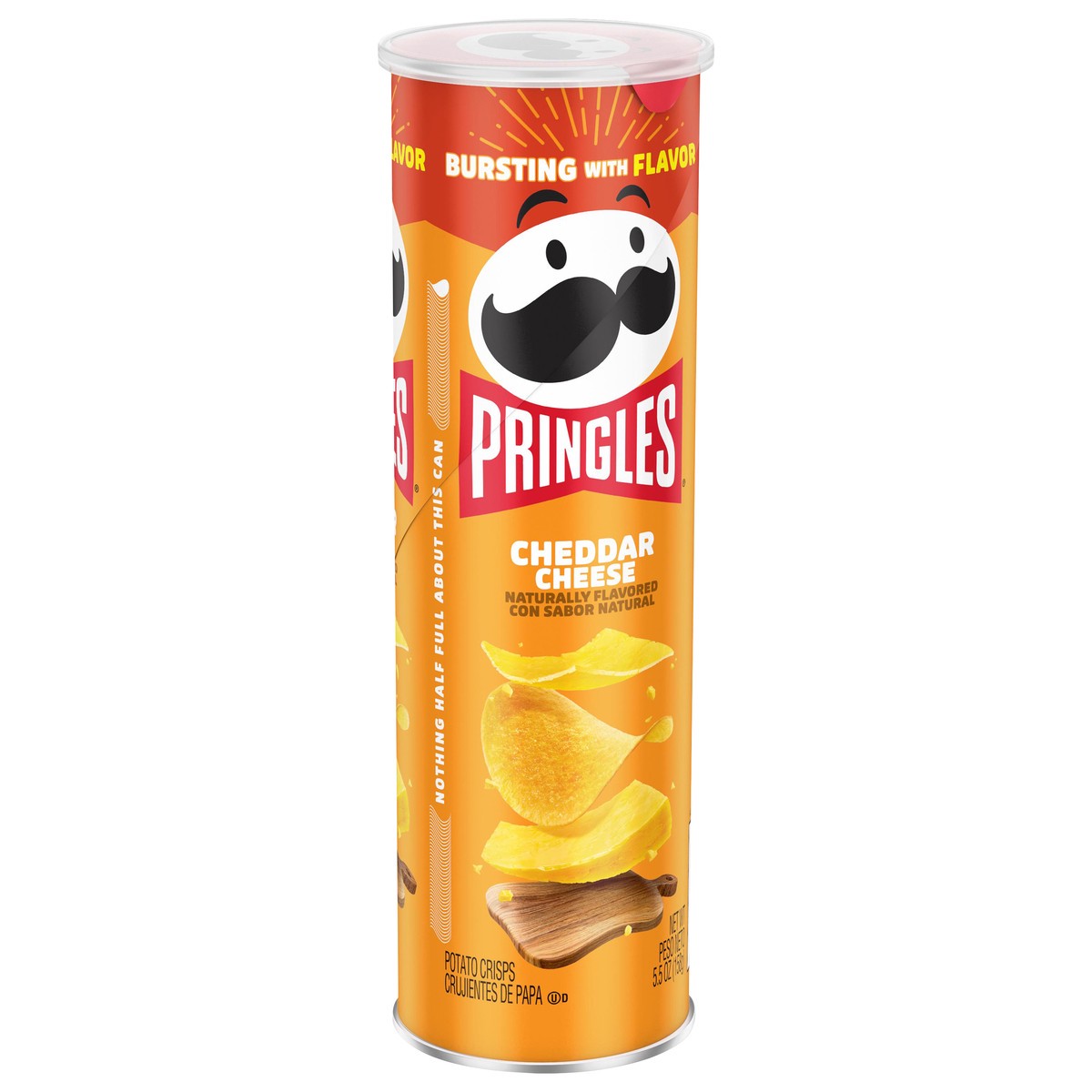 slide 5 of 8, Pringles Potato Crisps Chips, Lunch Snacks, On-the-Go Snacks, Cheddar Cheese, 5.5oz Can, 1 Can, 5.5 oz