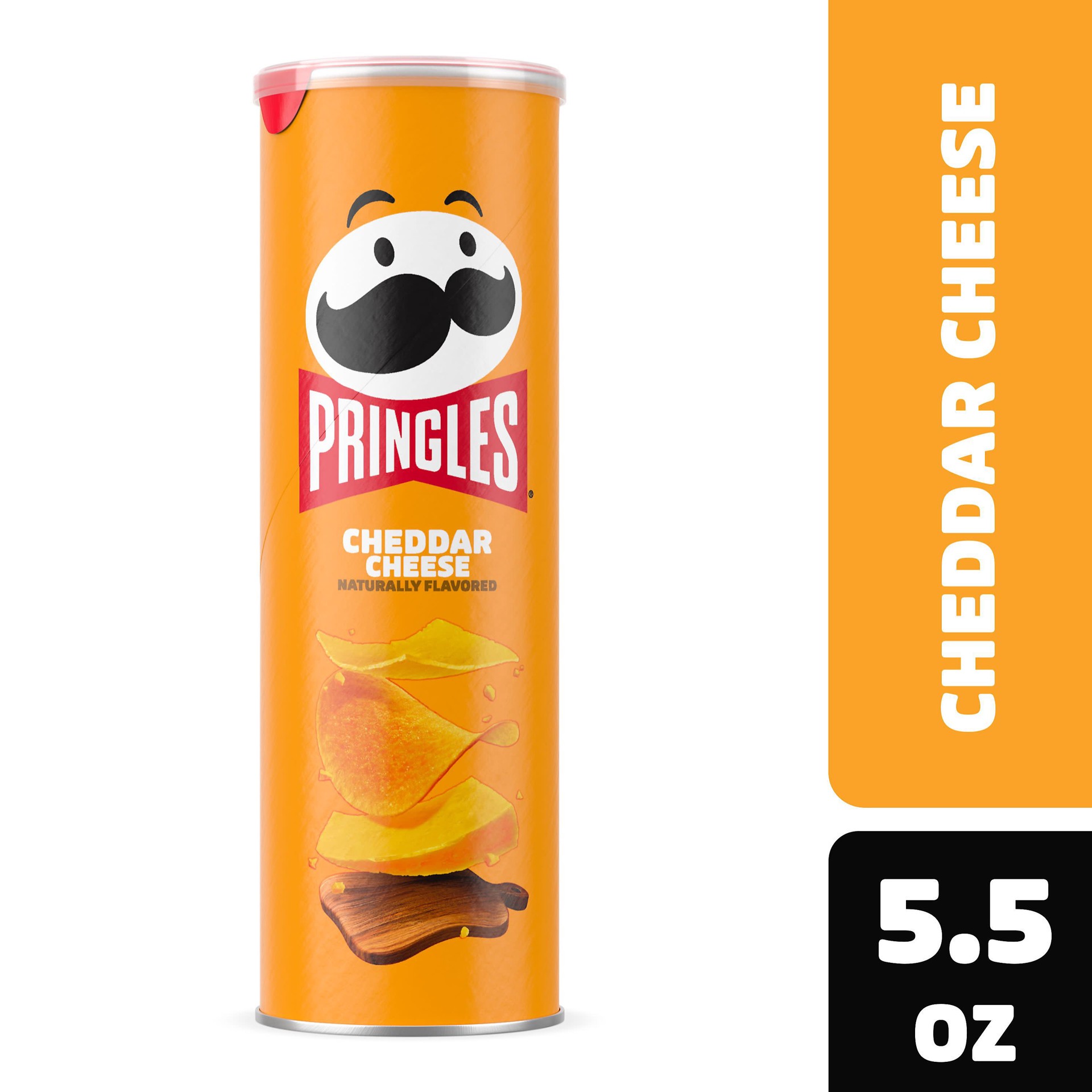 slide 1 of 8, Pringles Potato Crisps Chips, Lunch Snacks, On-the-Go Snacks, Cheddar Cheese, 5.5oz Can, 1 Can, 5.5 oz