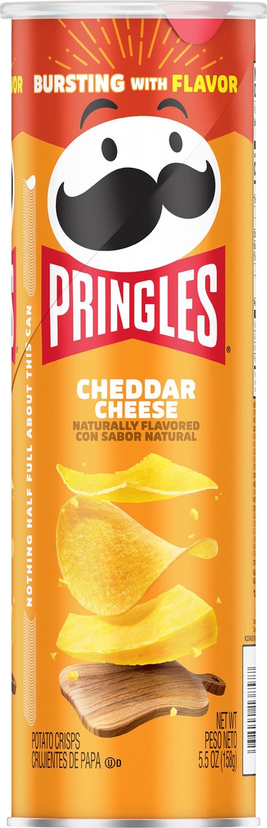 slide 2 of 8, Pringles Potato Crisps Chips, Lunch Snacks, On-the-Go Snacks, Cheddar Cheese, 5.5oz Can, 1 Can, 5.5 oz