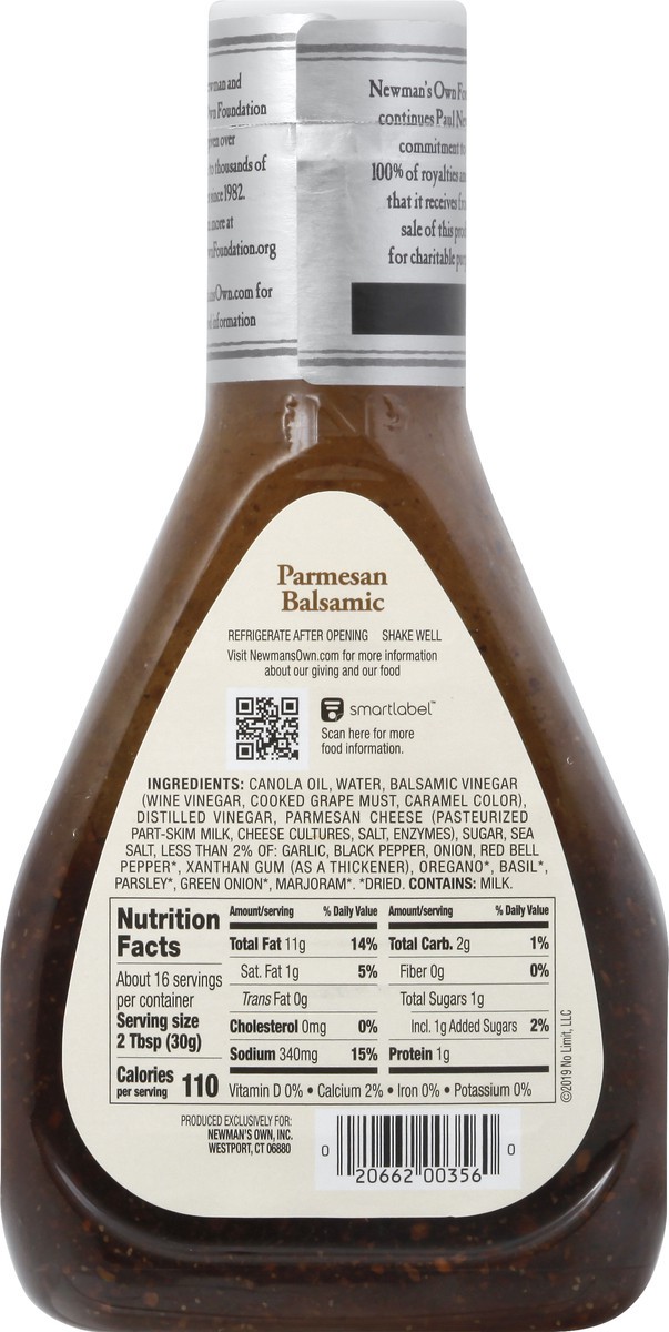 slide 3 of 13, Newman's Own Parmesan Balsamic Vinaigrette 16 oz, 16 oz