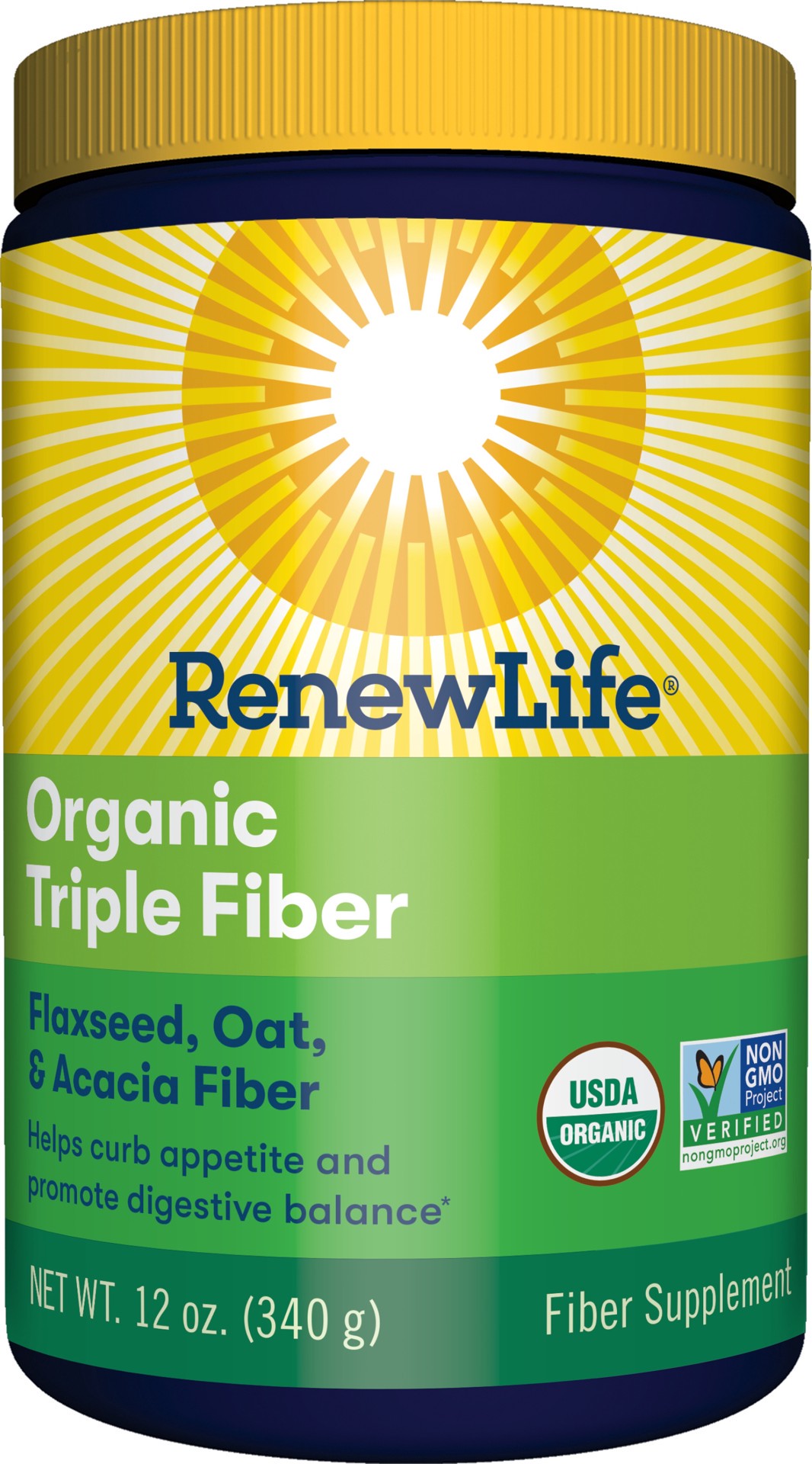 slide 1 of 1, Renew Life Adult Fiber Supplement - Organic Triple Fiber - Dietary Fiber - Dairy & Soy Free - 12 Ounce, 12 oz