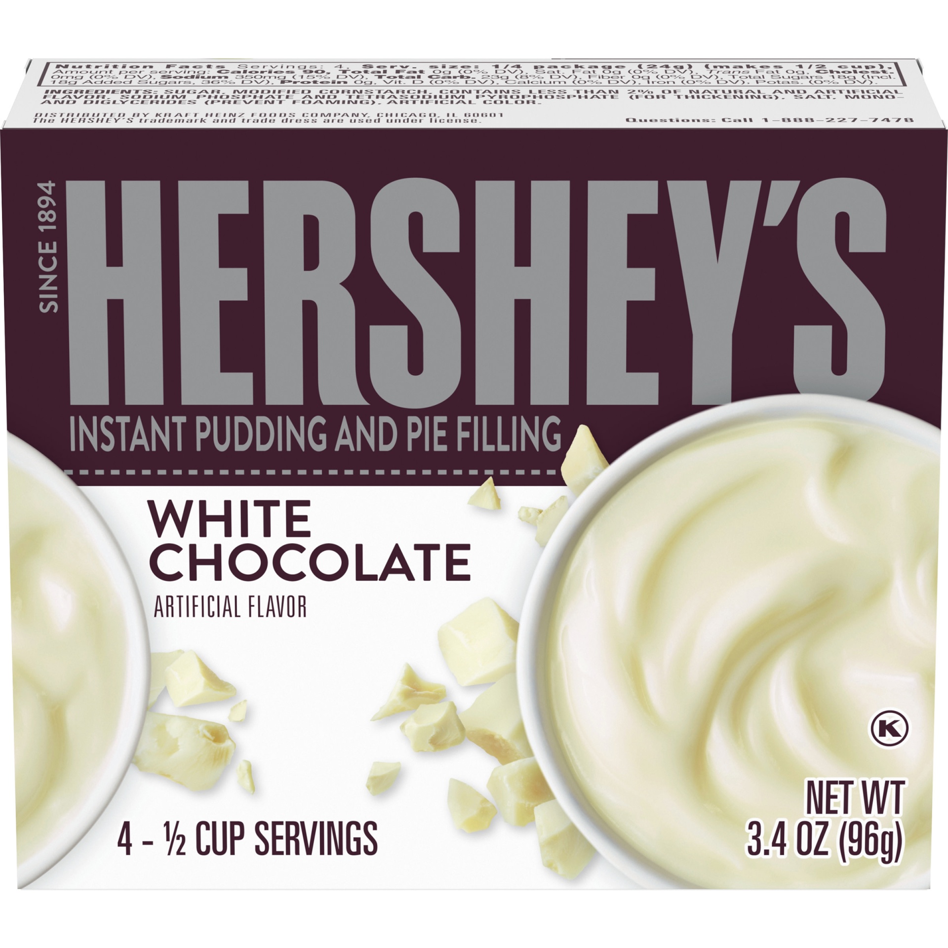 slide 1 of 2, Hershey's White Chocolate Instant Pudding and Pie Filling, 3.4 oz