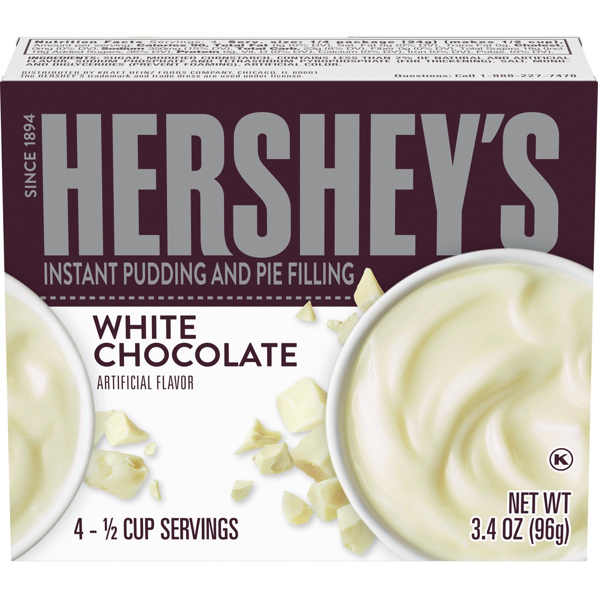 slide 1 of 6, Hershey's White Chocolate Instant Pudding and Pie Filling, 3.4 oz Box, 3.4 oz