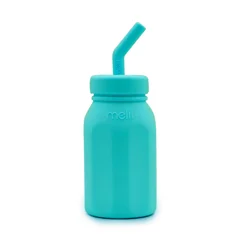 Melii Silicone Bottle With Straw - Blue